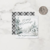 Aquarel Winter Sneeuwlandschap Persoonlijk Notitiekaartje (Voorkant / Achterkant in situ)