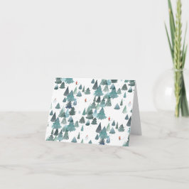 Aquarel Winterbos Vouwkaart Feestdagen Kaart