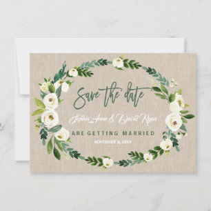 Aquarel Wit Bloemen Handschrift Save the Date