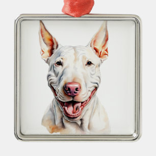 AQUAREL WITTE BULL TERRIËR HOND METALEN ORNAMENT
