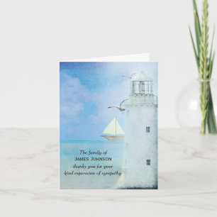 Aquarel Witte Vuurtoren voor Condoleance Bedankt Kaart