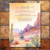 Aquarel Woestijn en Cactus Bruiloft Details Informatiekaartje