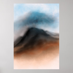 Aquarel Woestijn en Lucht Lандшафт Schilderij Poster