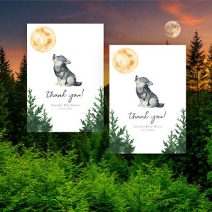 Aquarel Wolf Baby Shower Bedankt