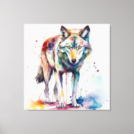 Aquarel Wolf's Dreamland Canvas Afdruk