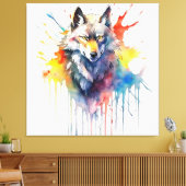 Aquarel Wolf's Melodie Canvas Afdruk (Insitu (Woonkamer))