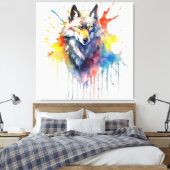 Aquarel Wolf's Melodie Canvas Afdruk (Insitu (Slaapkamer))