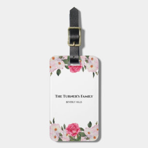 Aquarel zachte roze witte rozen illustratie bagagelabel