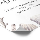 Aquarel Zee Schelp Strand Bruiloft Gastboek Handte Poster (Hoek)