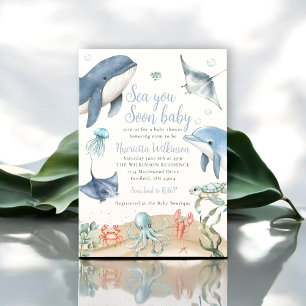 Aquarel Zee Tot Gauw Baby Shower Uitnodiging