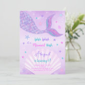 Aquarel Zeemeermin Uitnodiging (Staand voorkant)