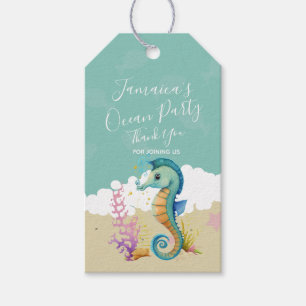Aquarel Zeepaard Oceaan Verjaardag Bedankt Cadeaulabel