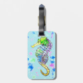 Aquarel zeepaardje bagagelabel (Achterkant verticaal)