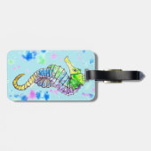 Aquarel zeepaardje bagagelabel (Achterkant horizontaal)