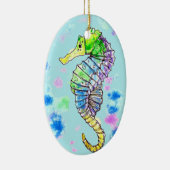 Aquarel zeepaardje keramisch ornament (Rechts)