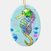 Aquarel zeepaardje keramisch ornament (Achterkant)