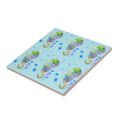 Aquarel zeepaardje tegeltje (Zijkant)