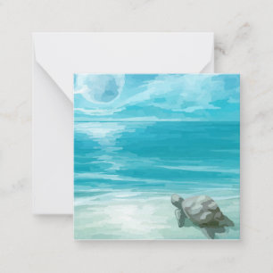 Aquarel Zeeschildpad Nestelen Notitiekaartje