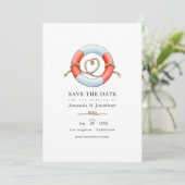 Aquarel Zeevaart Trouwfoto Save The Date (Staand voorkant)