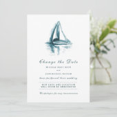 Aquarel Zeilboot Datumkaart wijzigen Save The Date (Staand voorkant)