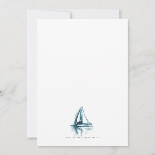 Aquarel Zeilboot Datumkaart wijzigen Save The Date (Achterkant)