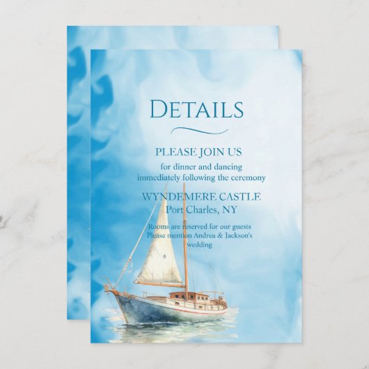Aquarel Zeilboot Informatiekaartje (Voorkant / Achterkant)