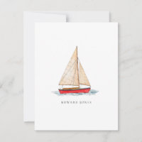 Aquarel Zeilboot vlakke bedankkaart