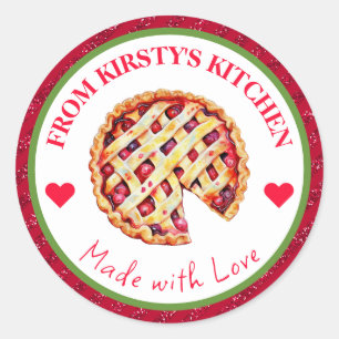 Aquarel zelfgemaakte keuken kersenpastei ronde sticker