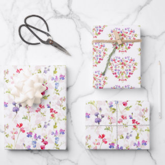 Aquarel Zoete Erwten bloemig Inpakpapier Vel