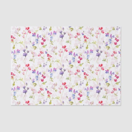 Aquarel Zoete Erwten bloemig Tissuepapier (Voorkant)