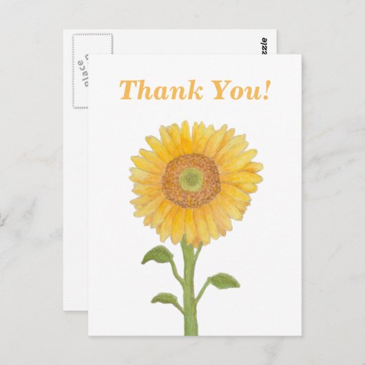 Aquarel Zonnebloem Dank u Briefkaarten (Voorkant / Achterkant)