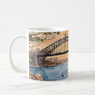 Aquarel Zonsondergang: Sydney Harbour Brilliance Koffiemok
