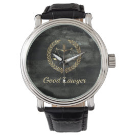 Aquarel zwart en goud advocaat horloge