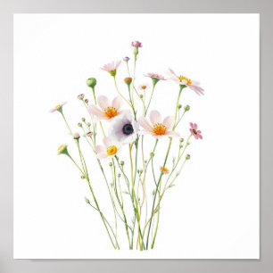 Aquarelboeket van wilde bloemen poster