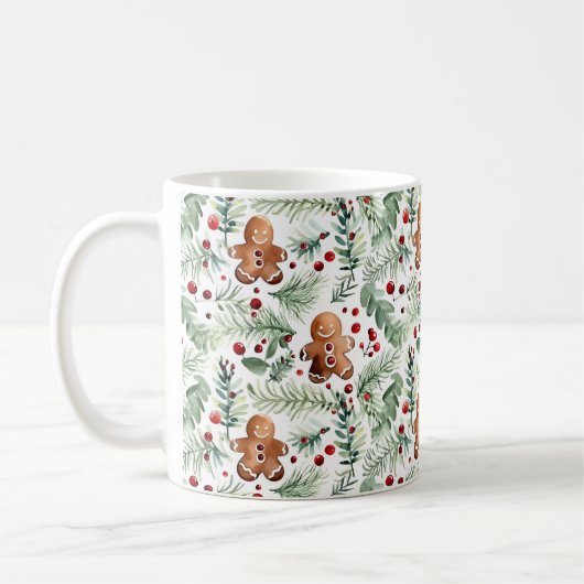 Aquarell Christmas Pattern Lebgâteau Tasse à café (Gauche)