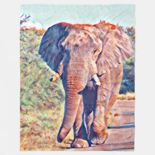 aquarell elephant fleece deken