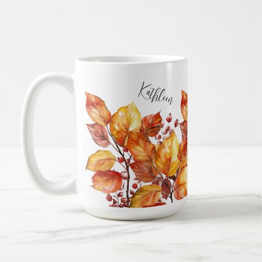 Aquarell Herbst Blätter Design Koffiemok (Links)