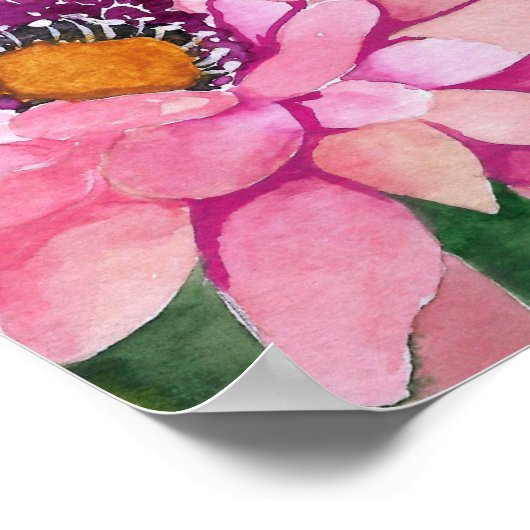 Aquarell Kaktus mit pinken Blüten Poster (Hoek)