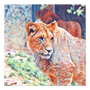 aquarell lion foto afdruk