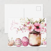 Aquarell Oster Postkarte mit Ostereiern und Blumen Briefkaart (Voorkant / Achterkant)