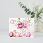 Aquarell Oster Postkarte mit Ostereiern und Blumen Briefkaart (Staand voorkant)