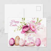 Aquarell Oster Postkarte mit Ostereiern und Blumen Briefkaart (Voorkant / Achterkant)