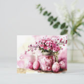 Aquarell Oster Postkarte mit Ostereiern und Blumen Briefkaart (Staand voorkant)