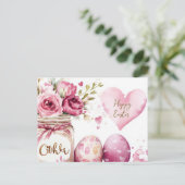 Aquarell Oster Postkarte mit Ostereiern und Blumen Briefkaart (Staand voorkant)