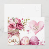 Aquarell Oster Postkarte mit Ostereiern und Blumen Briefkaart (Voorkant / Achterkant)