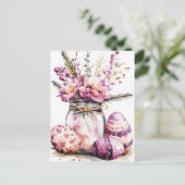 Aquarell Oster Postkarte mit Ostereiern und Blumen Briefkaart (Staand voorkant)