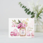 Aquarell Oster Postkarte mit Ostereiern und Blumen Briefkaart (Staand voorkant)