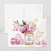 Aquarell Oster Postkarte mit Ostereiern und Blumen Briefkaart (Voorkant / Achterkant)