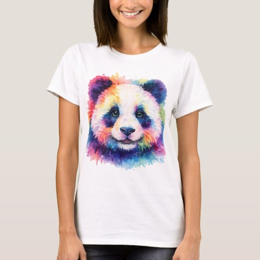 Aquarell Panda T-Shirt - Schwarz & Weiß (Devant)