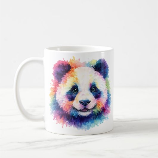 Aquarell Regenbogen Panda Tasse – Wildtier Edition (Gauche)